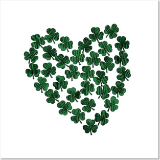 St Patricks Day Green Shamrock Heart Posters and Art